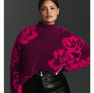 Anthropologie SUPER RARE Fuzzy fuchsia purple burgundy sweater New!!!